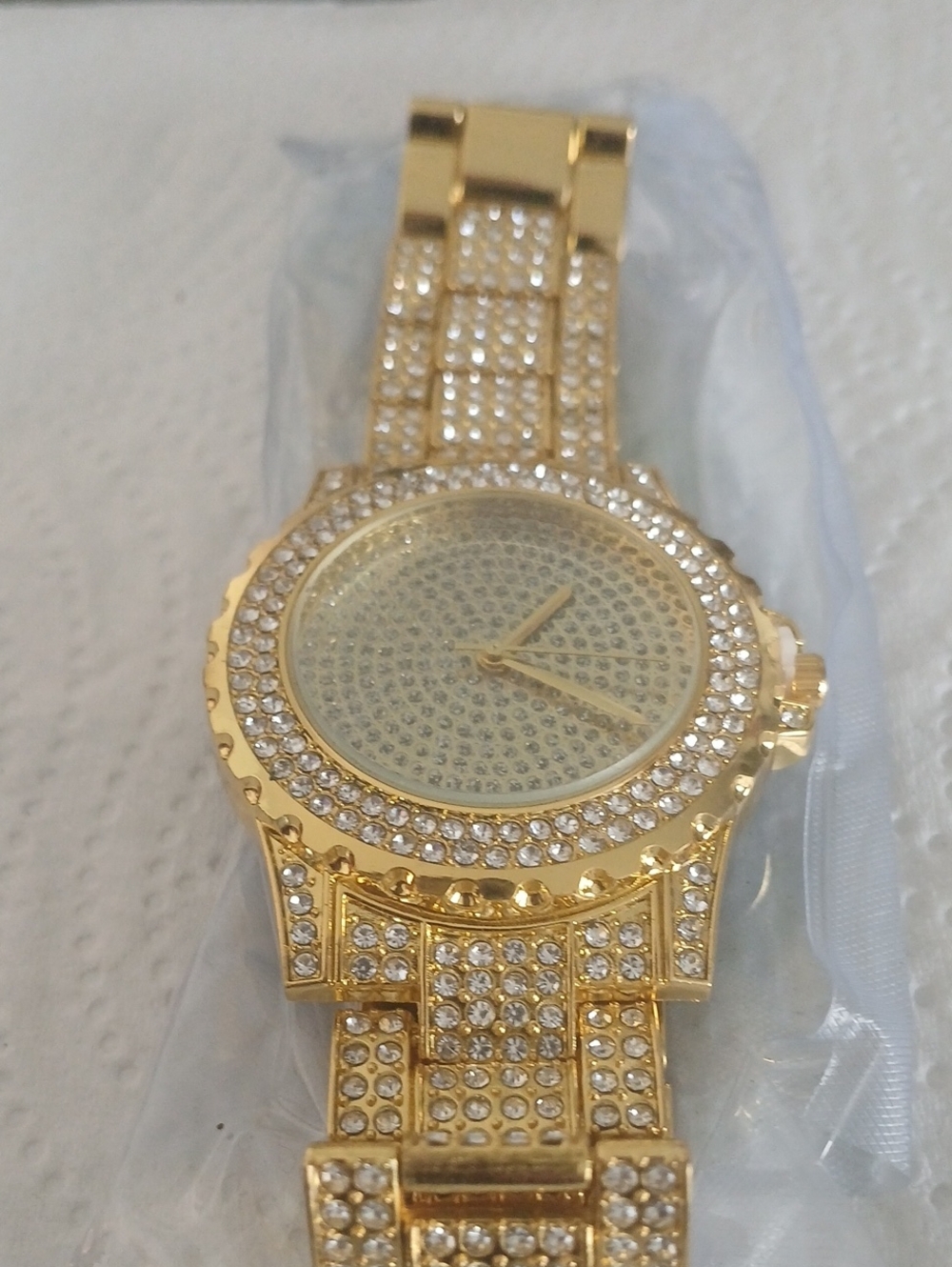 Gold Crystal-Embellished Women's Watch - Fashion Bracelet Style